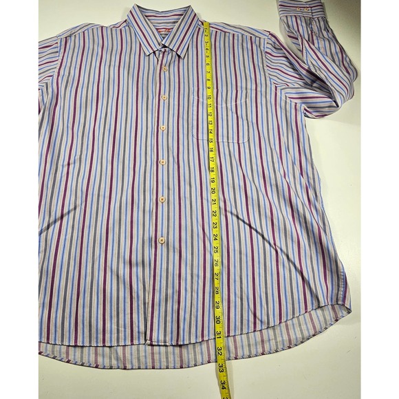 Alan flusser 2XL XXL long sleeve button up Career business casual stripes EUC - Picture 6 of 7